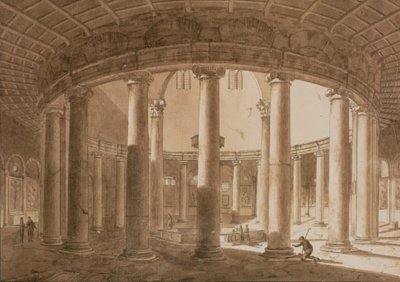 Innenansicht des Tempels des Claudius in Rom, ca. 1800 von Agostino Tofanelli